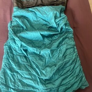 BCBGMaxAzria Teal Strapless Ruched Cocktail Dress